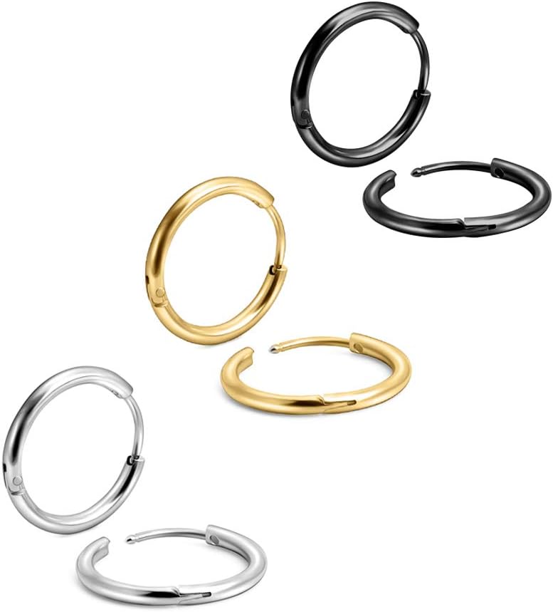 EACHLP Unisex 18K Real Gold Plating Surgical Steel Sleeper Tiny Hoop Earrings,Nose Ring Septum Ring Helix Ring Daith Ring Lip Ring Nipple Ring Snug Ring Rook Ring Body Piercing Jewelry - Image 1